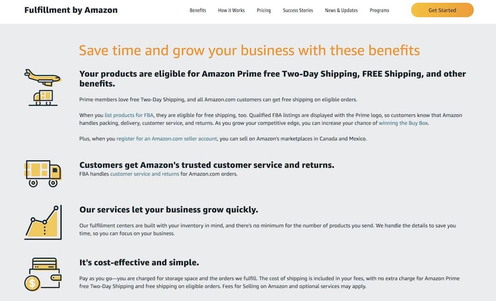 Amazon fulfillment center via Amazon FBA