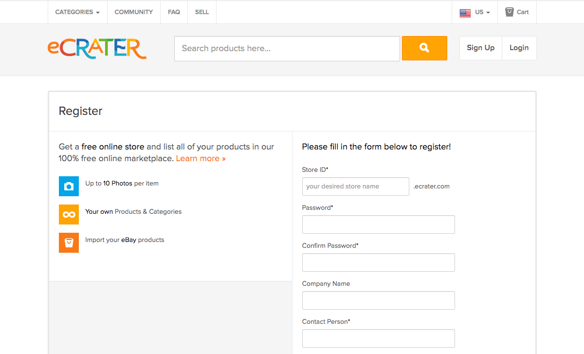 Create Your eCRATER Free Online Store